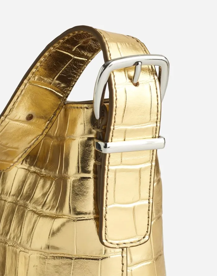 Women Bags Madewell The Essential Micro Bucket Tote Gold Metallic