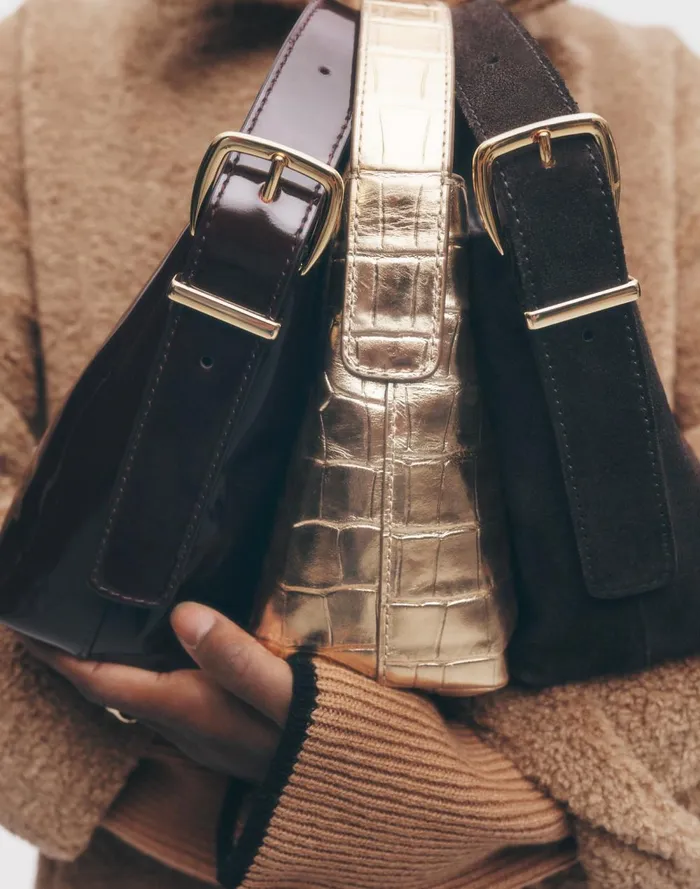 Women Bags Madewell The Essential Micro Bucket Tote Gold Metallic