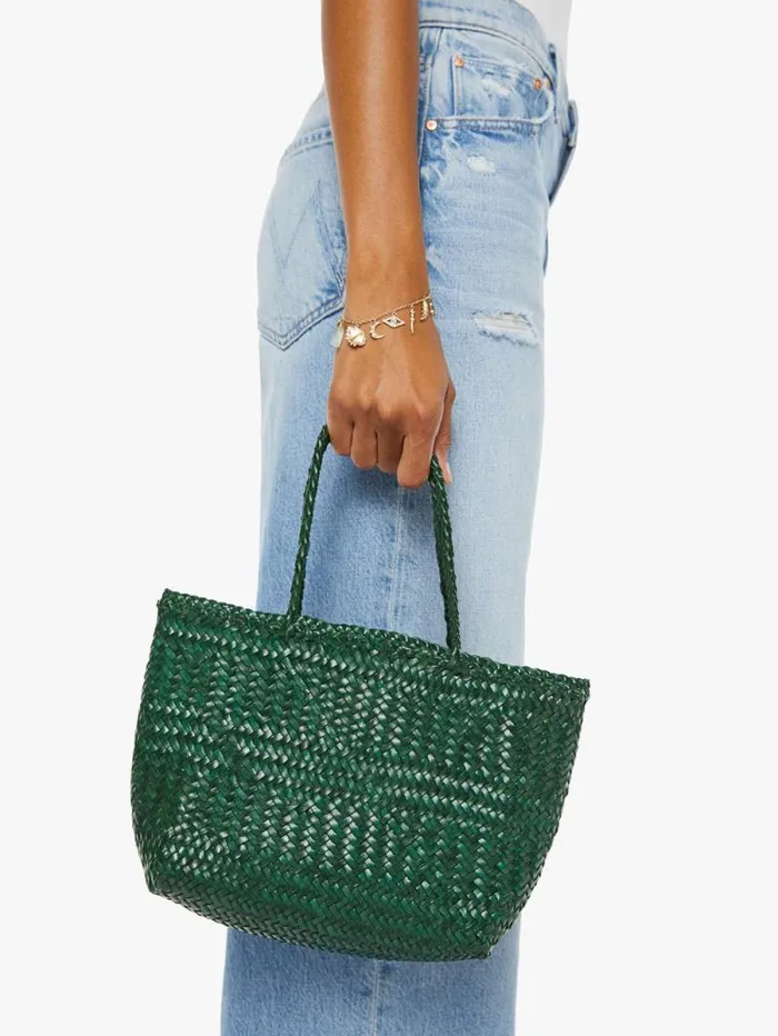 Women Bags Mother Denim Mini Leather Bag Green dark
