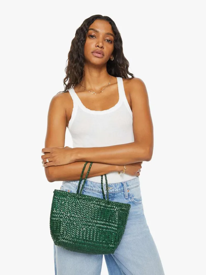 Women Bags Mother Denim Mini Leather Bag Green dark