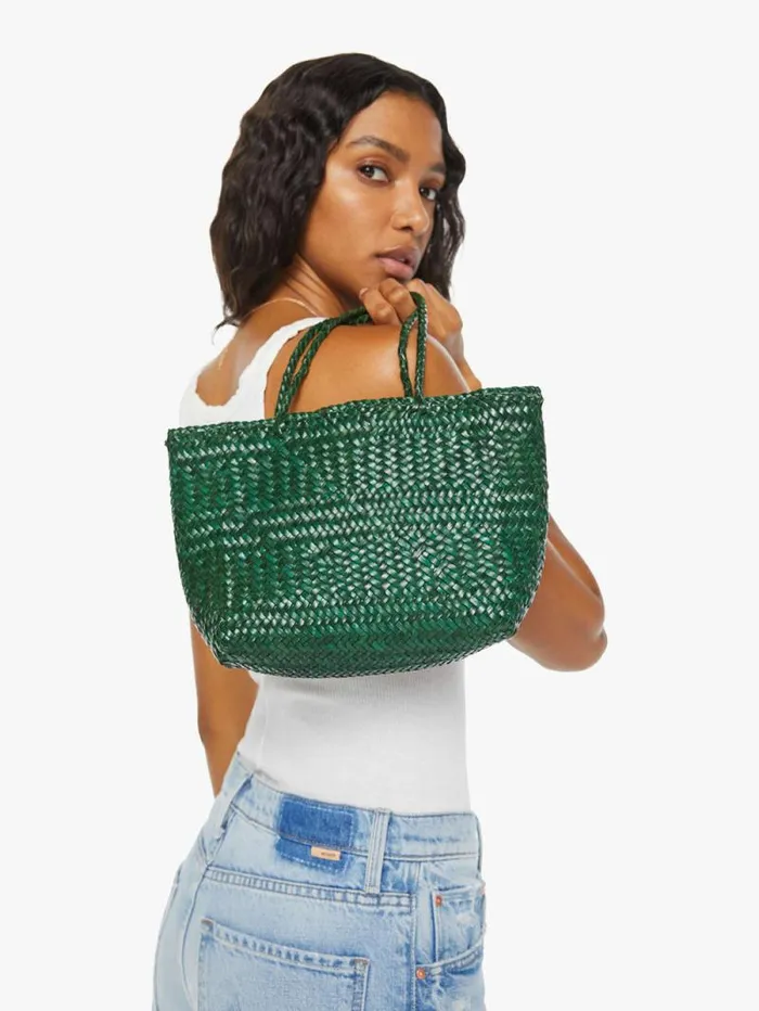 Women Bags Mother Denim Mini Leather Bag Green dark