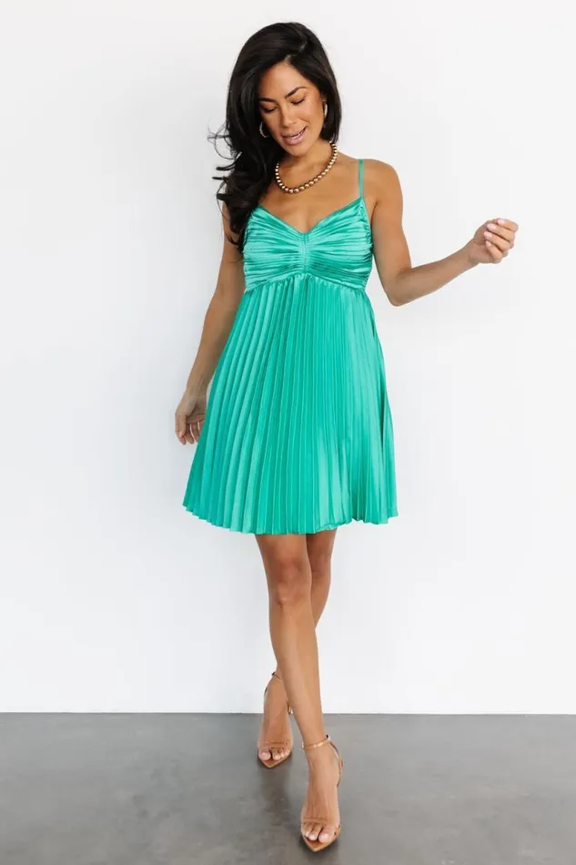 Women Balboa Pleated Mini Dress Green Baltic Born Short Dresses Women Balboa Pleated Mini Dress Green Baltic Born Short Dresses