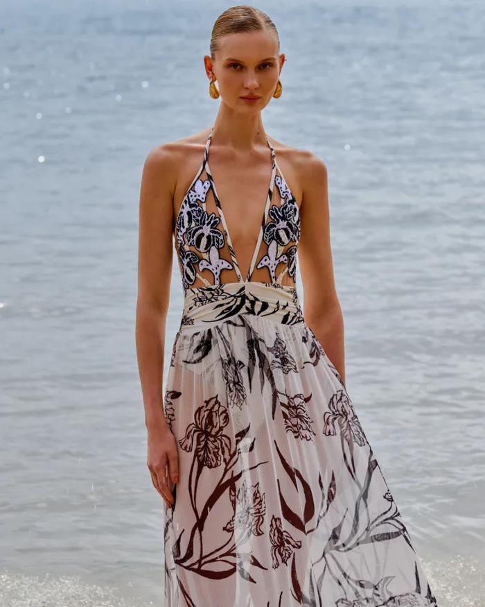 Women Beach Dresses PatBO IRIS EMBROIDERED BEACH DRESS Off White