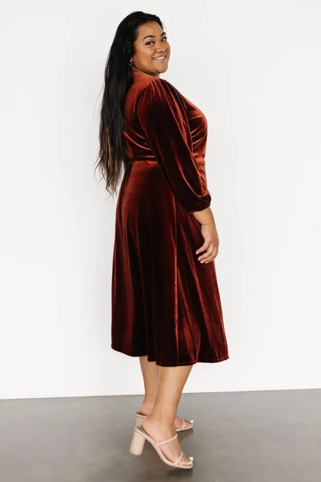 Women Beckinsale Velvet Wrap Dress Cinnamon Baltic Born Midi Dresses Women Beckinsale Velvet Wrap Dress Cinnamon Baltic Born Midi Dresses