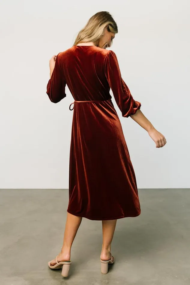 Women Beckinsale Velvet Wrap Dress Cinnamon Baltic Born Midi Dresses Women Beckinsale Velvet Wrap Dress Cinnamon Baltic Born Midi Dresses