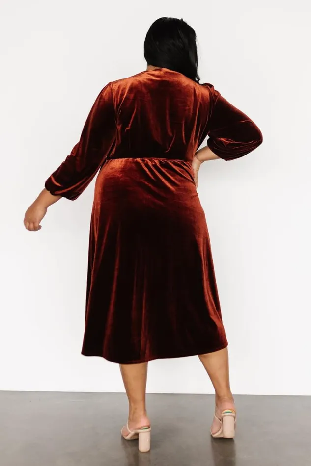 Women Beckinsale Velvet Wrap Dress Cinnamon Baltic Born Midi Dresses Women Beckinsale Velvet Wrap Dress Cinnamon Baltic Born Midi Dresses