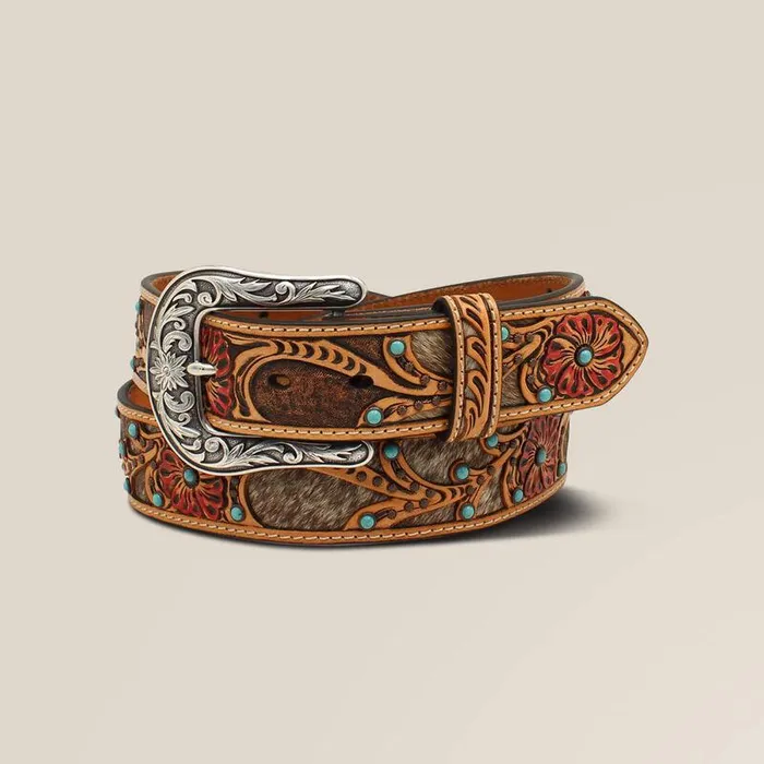 Women Belts Ariat FlowerCalf Hair Belt Tan