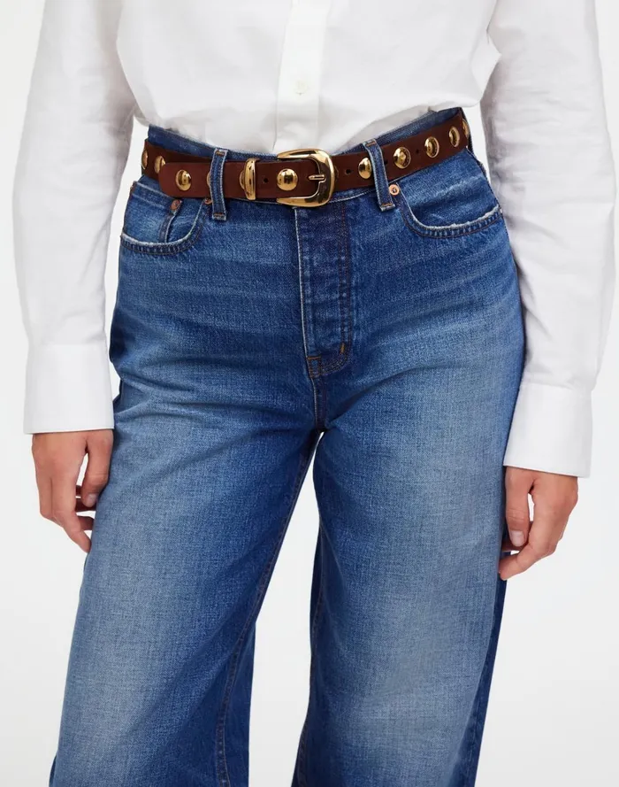 Women Belts Madewell Studded Western Belt Soft Mahogany