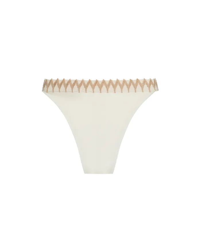 Women Bikinis PatBO JUTE TRIM BIKINI BOTTOM Ivory