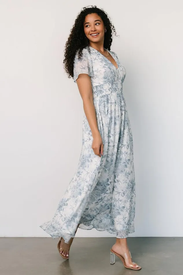 Women Birdie Maxi Dress Off White Blue Baltic Born Maxi Dresses