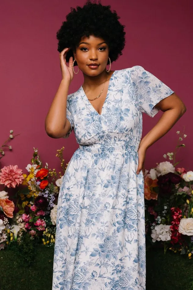 Women Birdie Maxi Dress Off White Blue Baltic Born Maxi Dresses