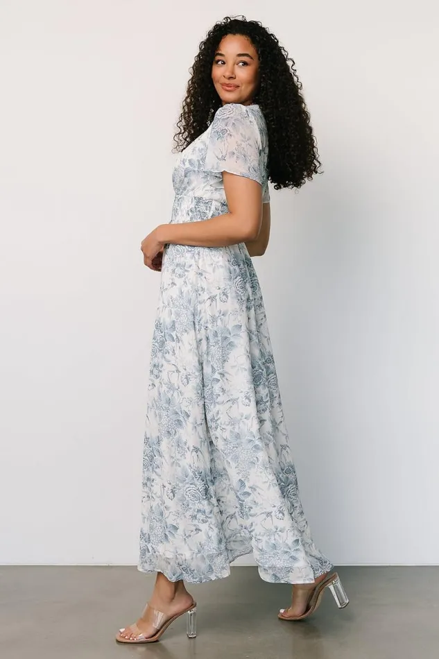 Women Birdie Maxi Dress Off White Blue Baltic Born Maxi Dresses