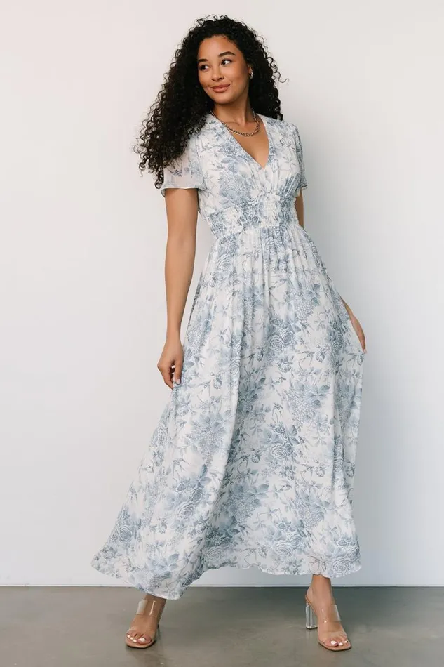 Women Birdie Maxi Dress Off White Blue Baltic Born Maxi Dresses