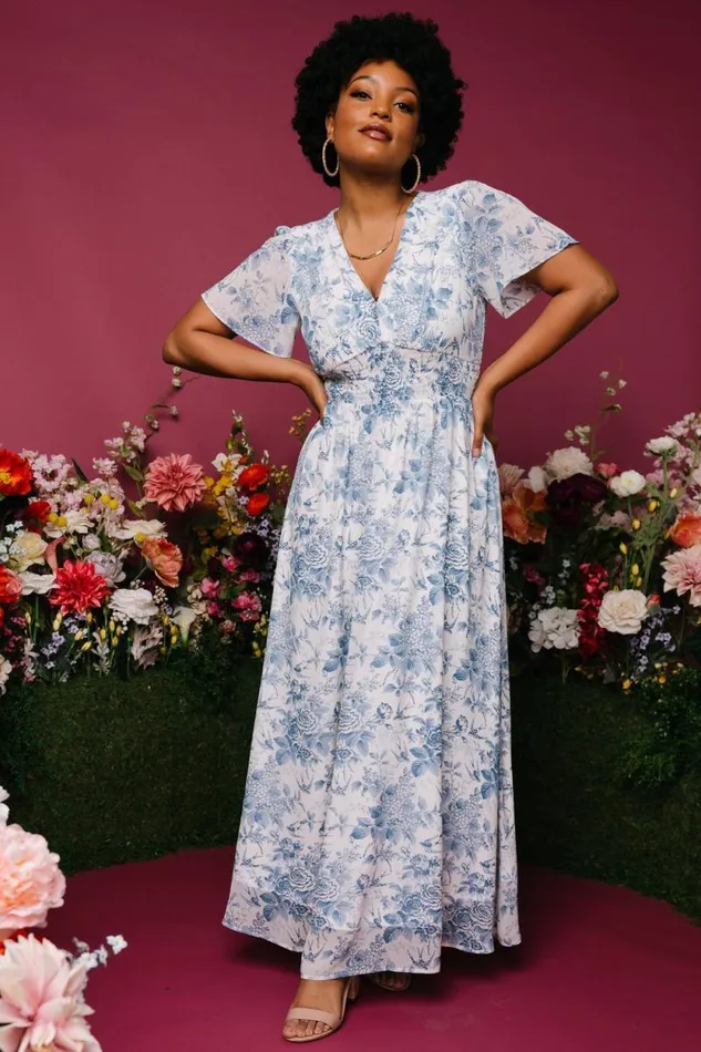 Women Birdie Maxi Dress Off White Blue Baltic Born Maxi Dresses
