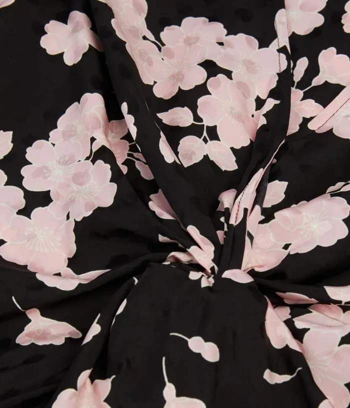 Women Black And Pink Floral Print Top With Draping And Front Twist THE KOOPLES Blouses and Shirts Women Black And Pink Floral Print Top With Draping And Front Twist THE KOOPLES Blouses and Shirts