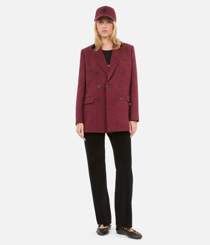 Women Black And Red Houndstooth Blazer THE KOOPLES Blazers and Suits
