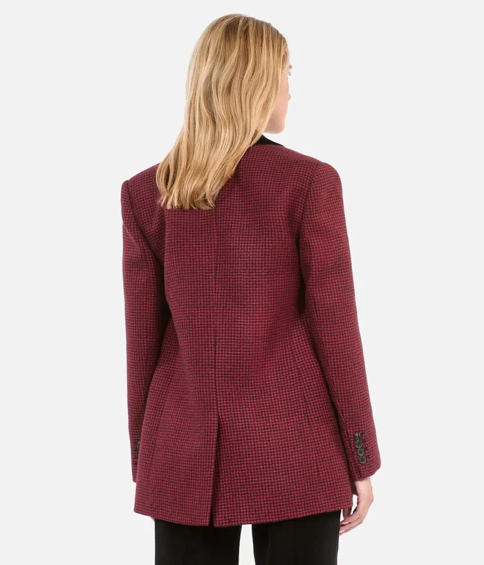 Women Black And Red Houndstooth Blazer THE KOOPLES Blazers and Suits