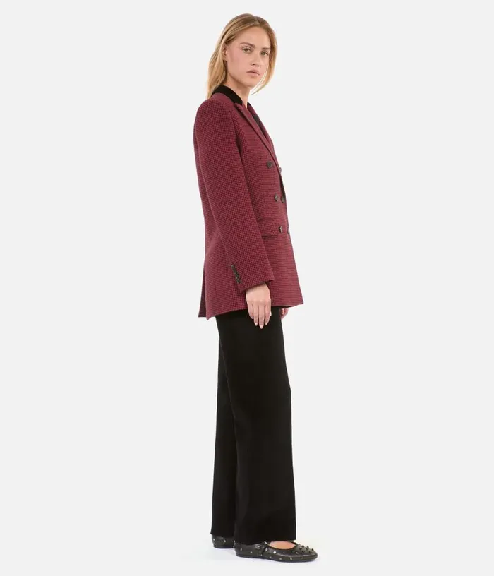 Women Black And Red Houndstooth Blazer THE KOOPLES Blazers and Suits