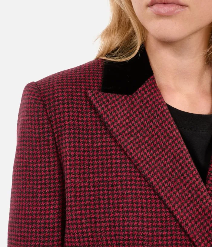 Women Black And Red Houndstooth Blazer THE KOOPLES Blazers and Suits