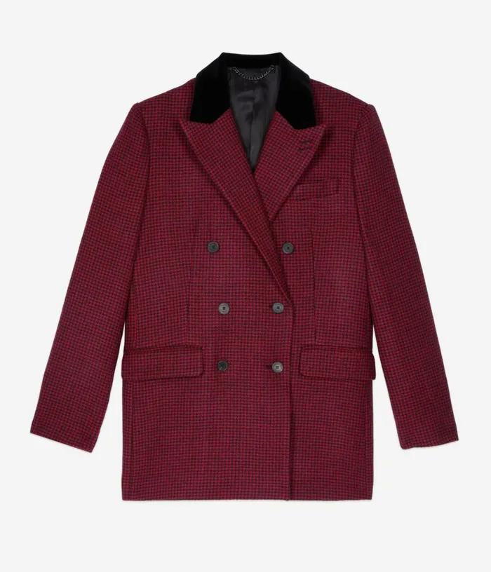 Women Black And Red Houndstooth Blazer THE KOOPLES Blazers and Suits