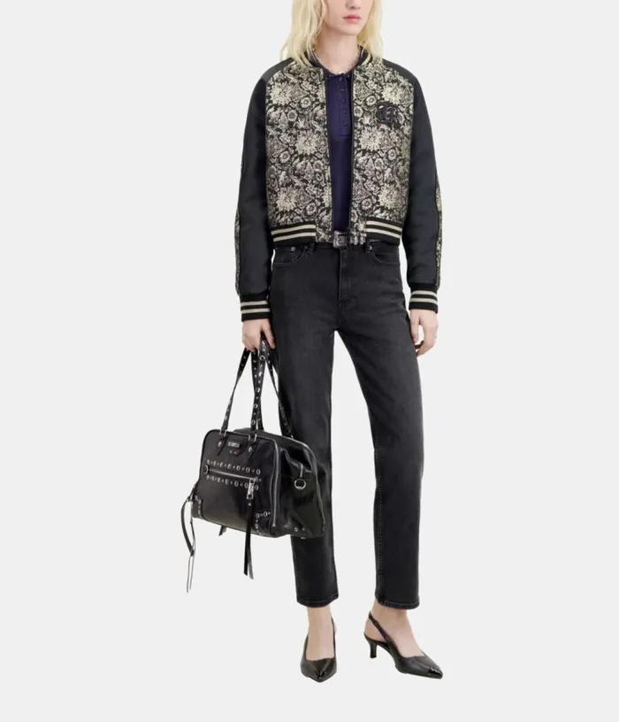 Women Black Jacket With Metallic Jacquard THE KOOPLES Coats and Jackets