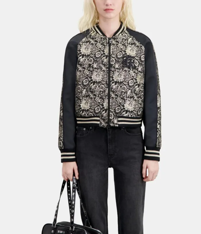 Women Black Jacket With Metallic Jacquard THE KOOPLES Coats and Jackets