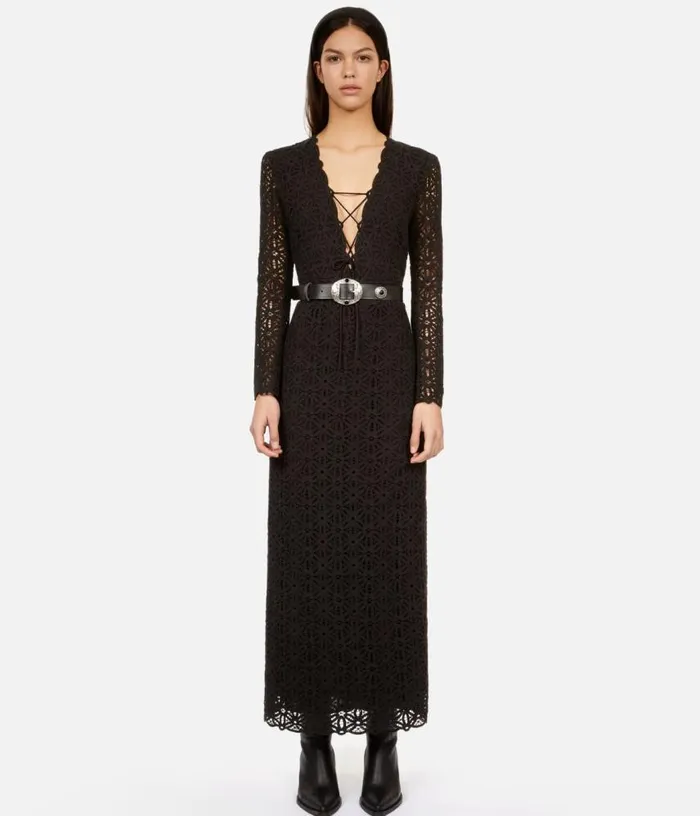 Women Black Leather Belt With Metallic Inserts THE KOOPLES Belts