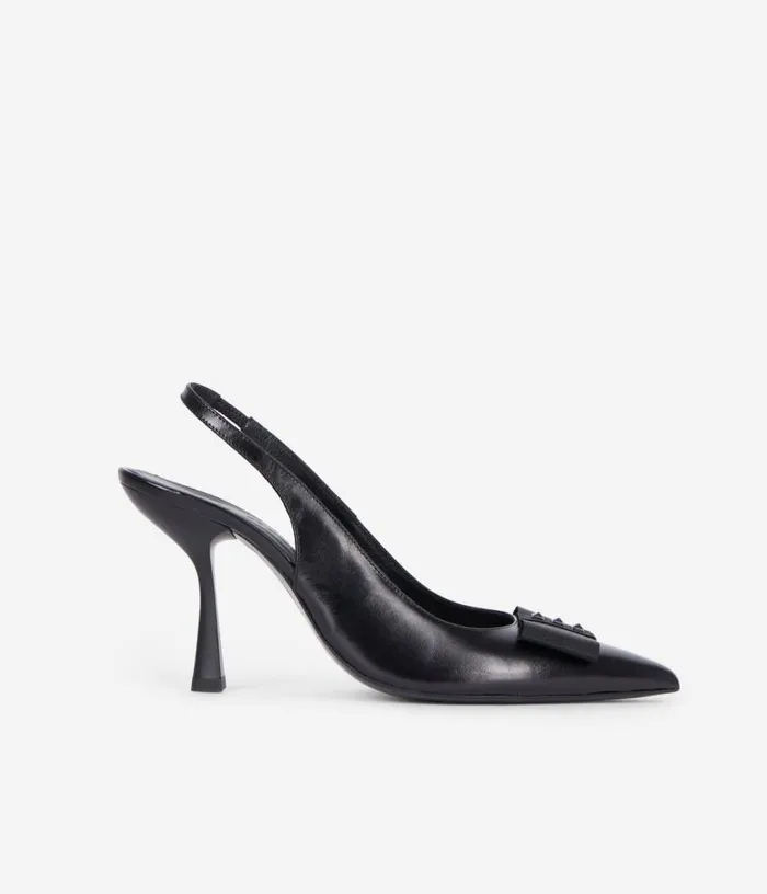 Women Black Leather Slingback Pumps THE KOOPLES Shoes