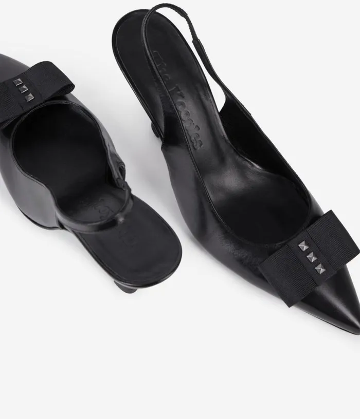 Women Black Leather Slingback Pumps THE KOOPLES Shoes