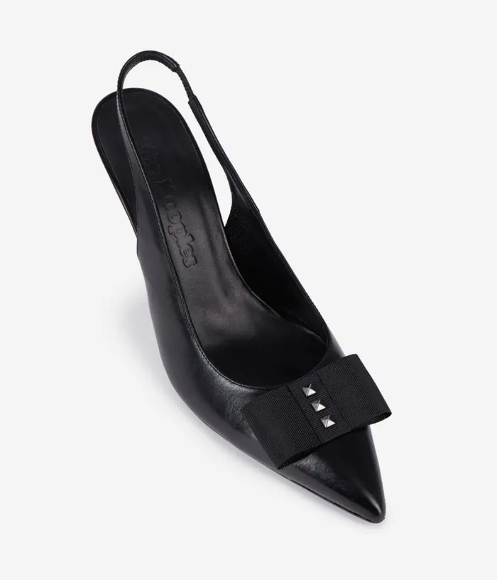 Women Black Leather Slingback Pumps THE KOOPLES Shoes