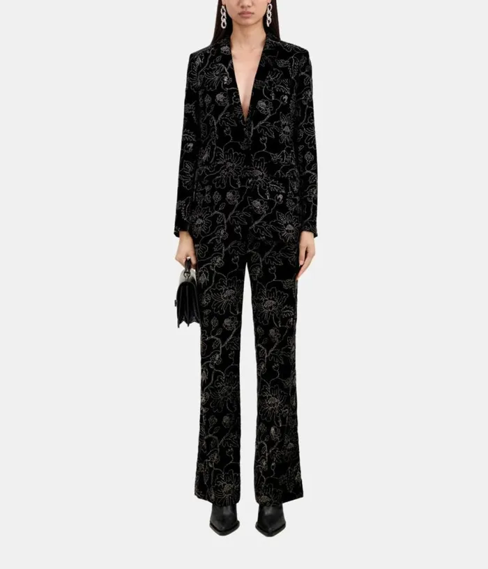 Women Black Velvet Suit Jacket THE KOOPLES Blazers and Suits