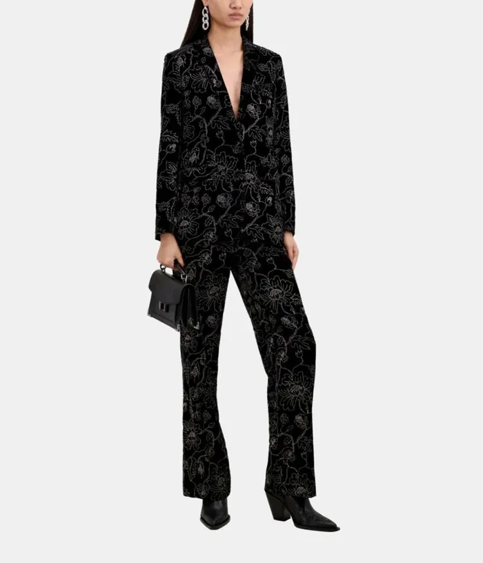 Women Black Velvet Suit Jacket THE KOOPLES Blazers and Suits