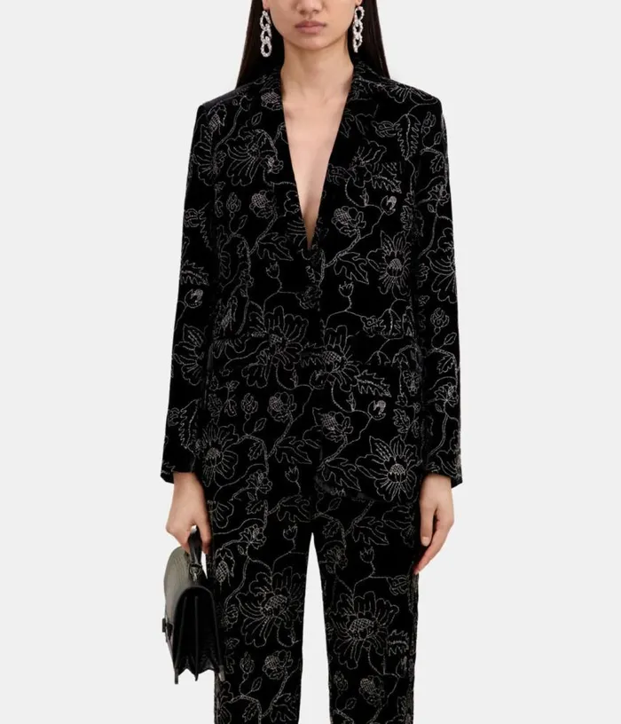 Women Black Velvet Suit Jacket THE KOOPLES Blazers and Suits