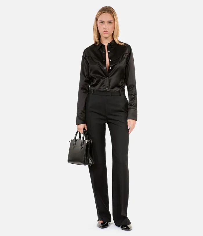 Women Black Wideleg Suit Trousers THE KOOPLES Jeans and Pants