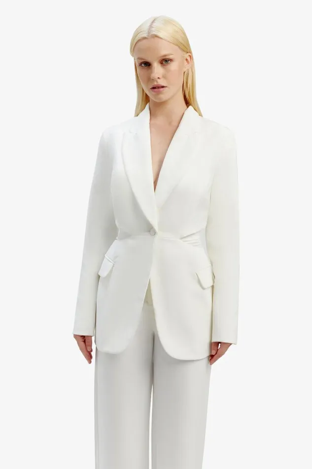Women Blazers Bardot Cassian Cut Out Blazer In Ivory Ivory Women Blazers Bardot Cassian Cut Out Blazer In Ivory Ivory