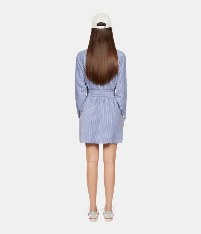 Women Blue And White Striped Mini Shirt Dress THE KOOPLES Dresses and Jumpsuits
