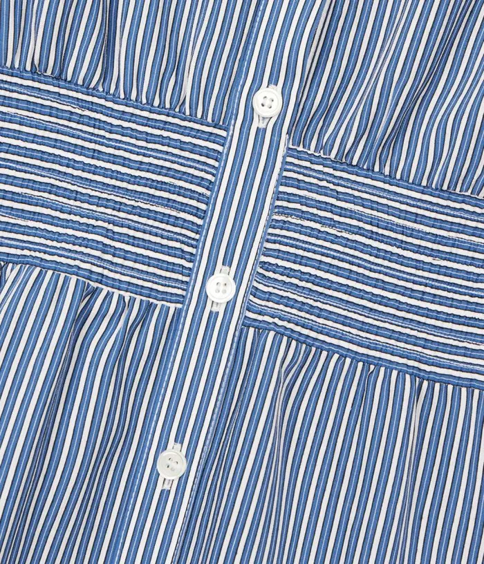 Women Blue And White Striped Mini Shirt Dress THE KOOPLES Dresses and Jumpsuits