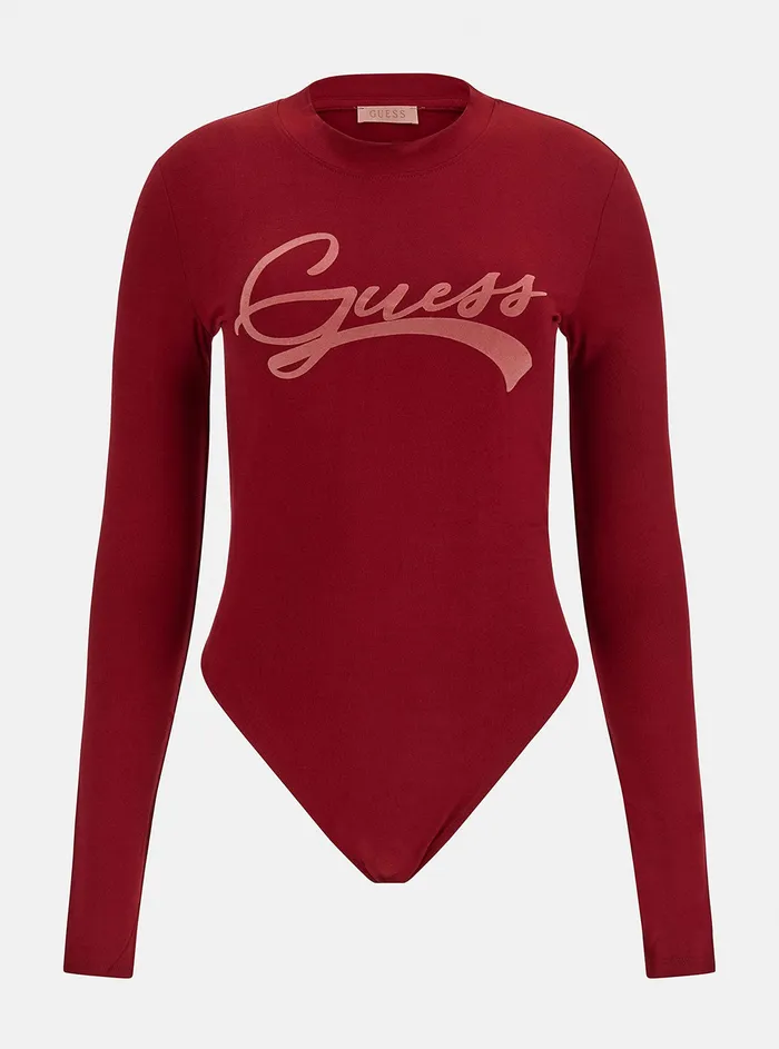 Women Bodysuits GUESS Eco Red Alexandra Logo Bodysuit Top Women Bodysuits GUESS Eco Red Alexandra Logo Bodysuit Top
