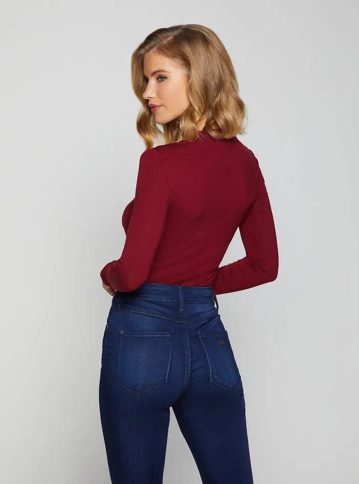 Women Bodysuits GUESS Eco Red Alexandra Logo Bodysuit Top Women Bodysuits GUESS Eco Red Alexandra Logo Bodysuit Top