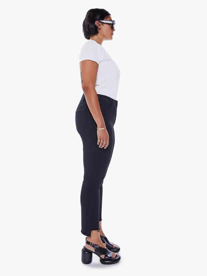 Women Bootcut Mother Denim The Insider Crop Step Fray Black