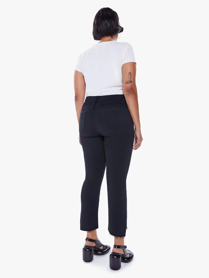 Women Bootcut Mother Denim The Insider Crop Step Fray Black