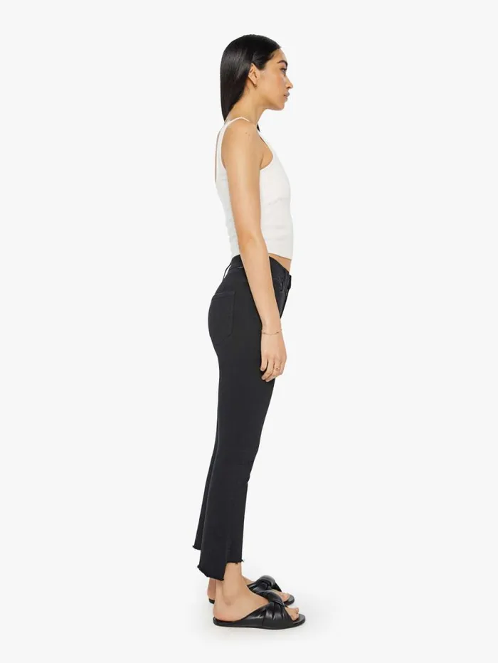 Women Bootcut Mother Denim The Insider Crop Step Fray Black