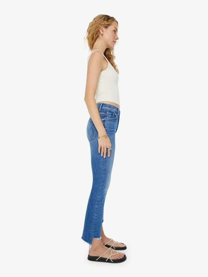 Women Bootcut Mother Denim The Insider Crop Step Fray Blue medium