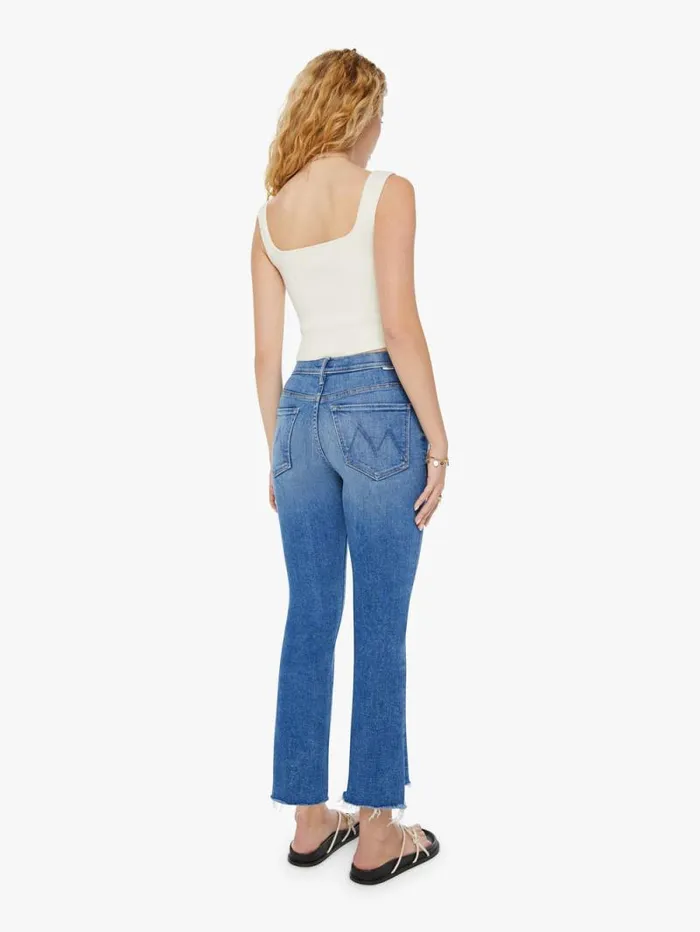 Women Bootcut Mother Denim The Insider Crop Step Fray Blue medium