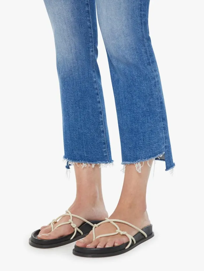 Women Bootcut Mother Denim The Insider Crop Step Fray Blue medium