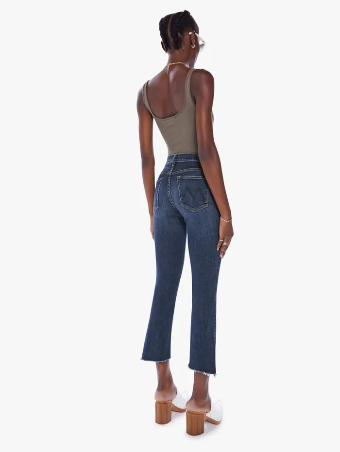 Women Bootcut Mother Denim The Insider Crop Step Fray Dark Blue