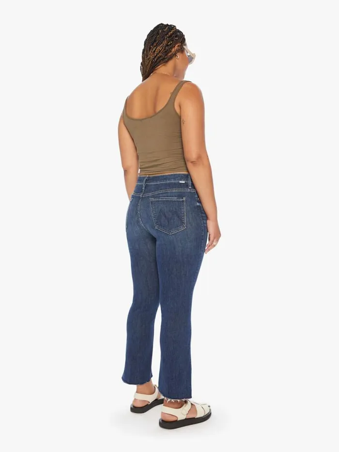 Women Bootcut Mother Denim The Insider Crop Step Fray Dark Blue