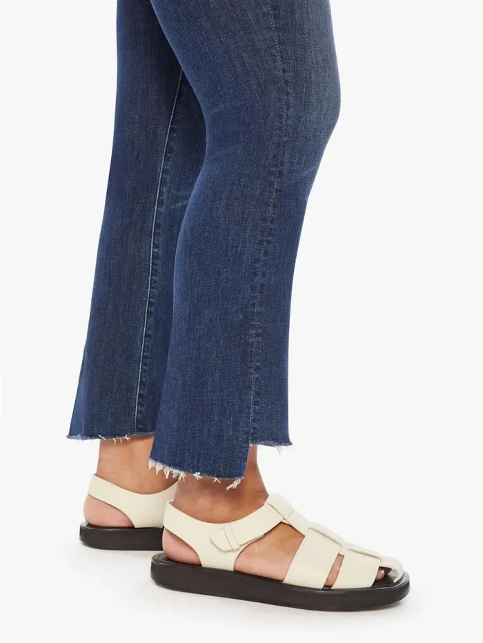 Women Bootcut Mother Denim The Insider Crop Step Fray Dark Blue