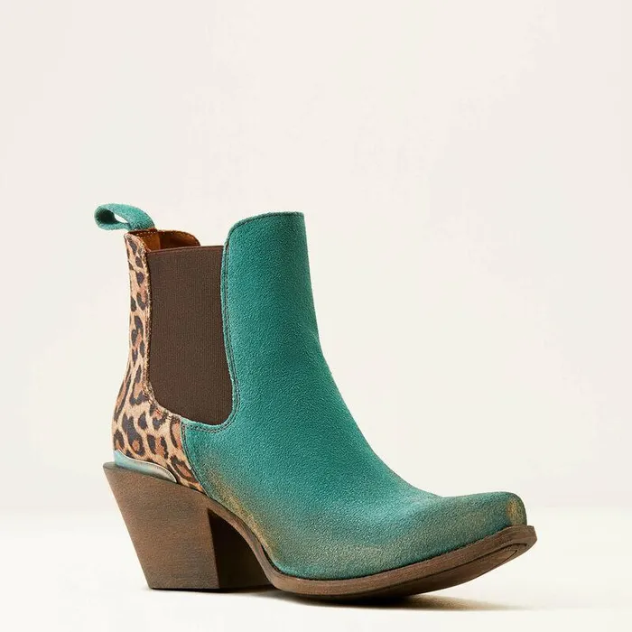 Women Booties Ariat Bradley Western Boot Peacock Tealtan Leopard