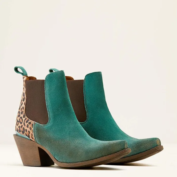 Women Booties Ariat Bradley Western Boot Peacock Tealtan Leopard